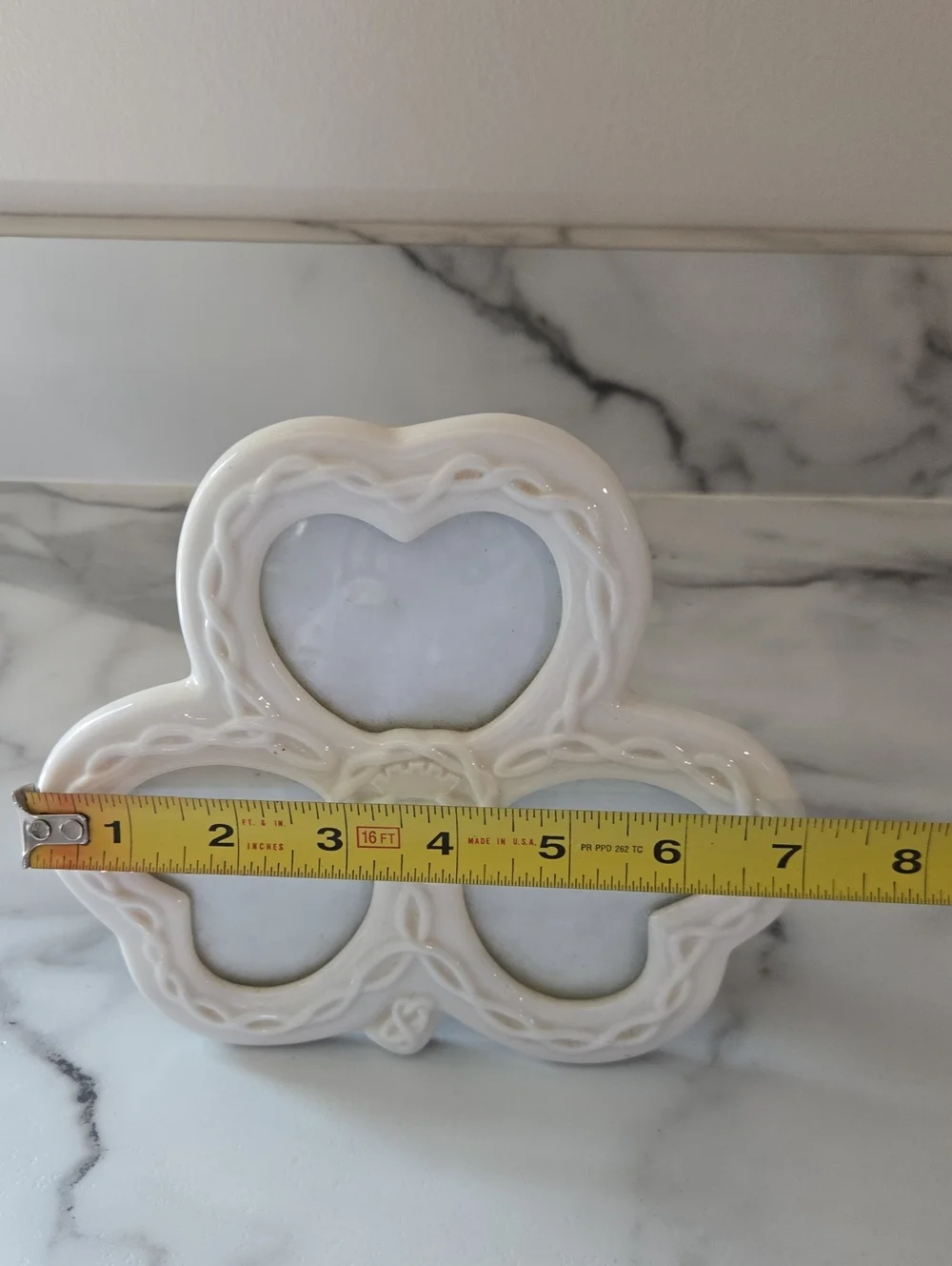 Triple Heart picture frame shaped like a shamrock Center Irish Claddagh Photo